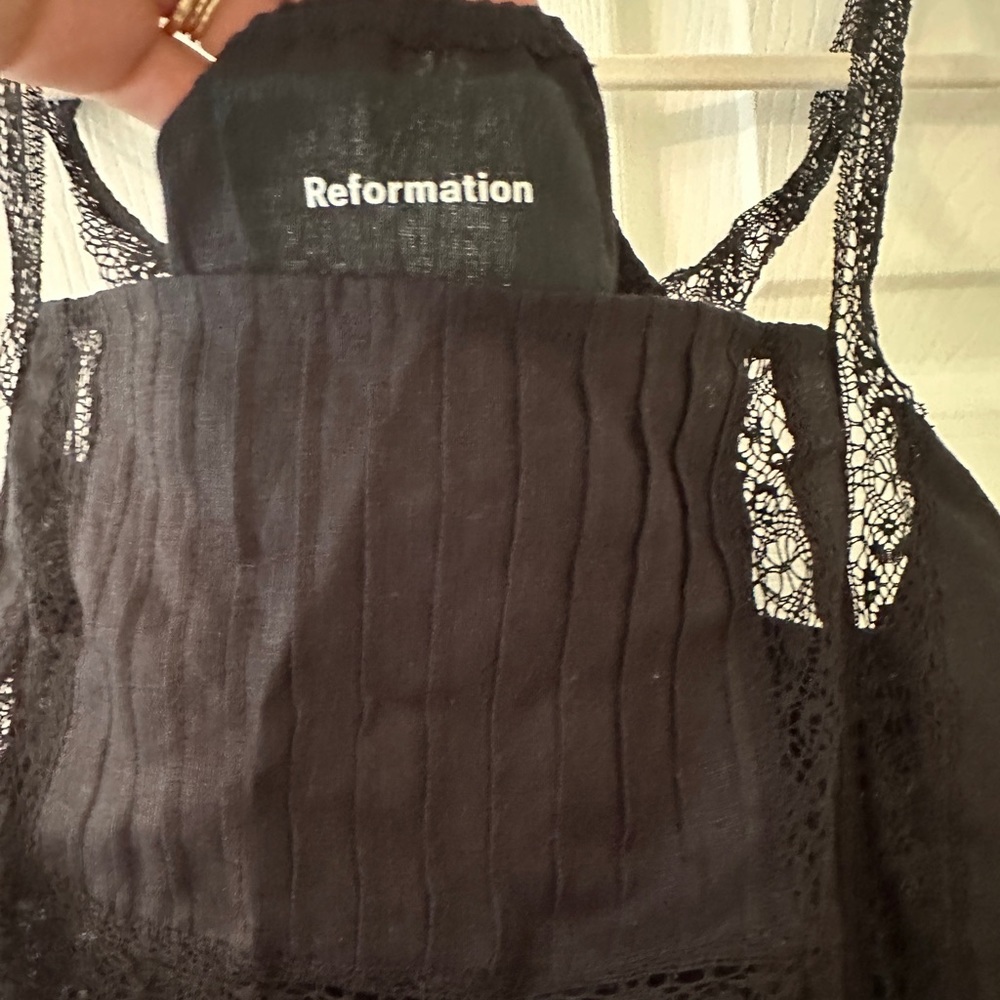 Reformation NWOT Dress - Square Neck Linen Mini Dress with Lace Panel - size L